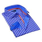 Levinas // Classic Button-Up Dress Shirt // Royal Blue Gingham (S)