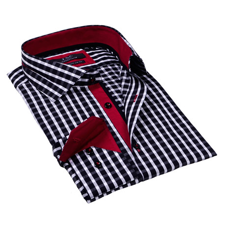 Classic Button-Up Dress Shirt // Black Gingham (XL)