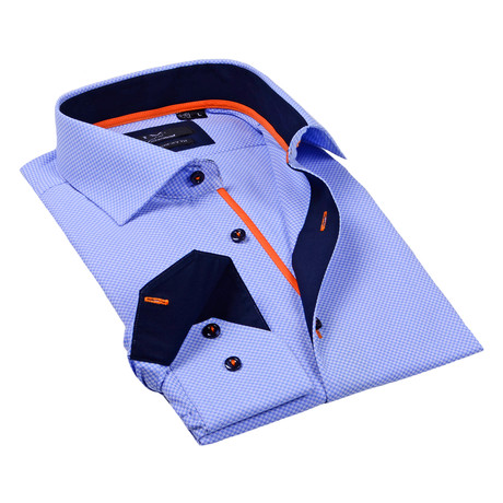 Button-Up Dress Shirt // Light Blue Dot (S)