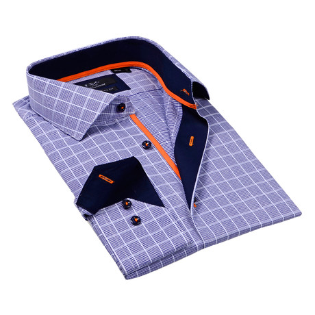 Levinas Collection // Button-Up Dress Shirt // Navy Houndstooth (S)