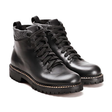 8-Eye Lace Up Leather Boot // Black (Euro: 40)