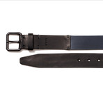 Bi-Color Leather Belt // Black + Marine (90 cm)