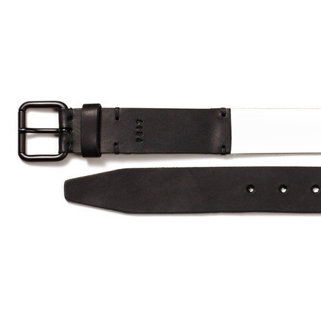 Bi-Color Leather Belt // Black + White (90 cm)