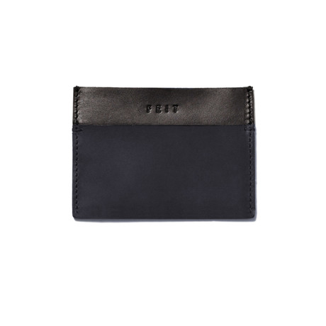 Leather Duplex Card Wallet // Black + Marine