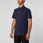Short Sleeve Snap Button-Up // Navy (M)