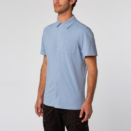 Short-Sleeve Snap Button-Up // Blue (S)
