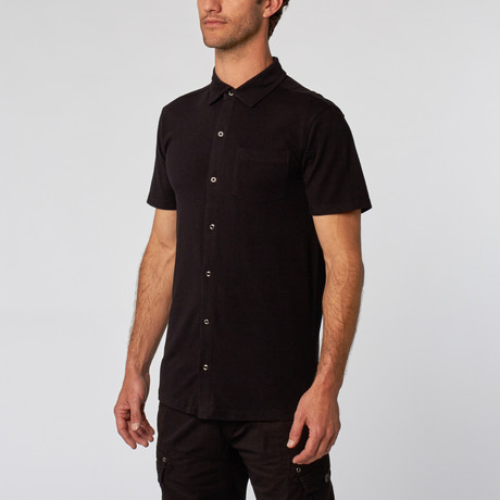 Short-Sleeve Snap Button-Up // Black (S)