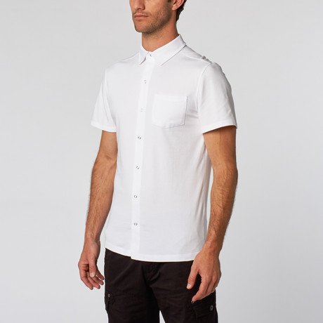 Short-Sleeve Snap Button-Up // White (XL)