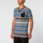 Striped Notch Tee // Grey + Black (XL)