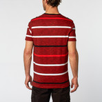 Striped Notch Tee // Red Black (L)