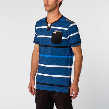 Striped Notch Tee // Indigo + Black (S)