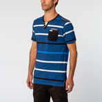 Striped Notch Tee // Indigo + Black (L)