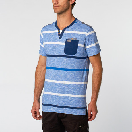 Striped Notch Tee // Turquoise (S)