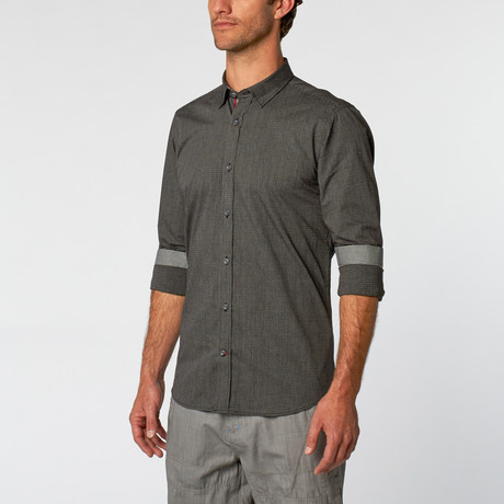 Long Sleeve Button-Down Shirt // Black Stripes (S)