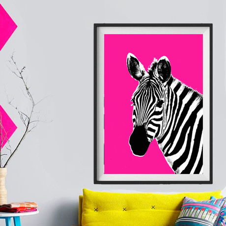 Ziggy Zebra // Pink // Right (24"W x 30"H x 1.5"D)