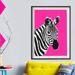 Ziggy Zebra // Pink // Left (24"W x 30"H x 1.5"D)