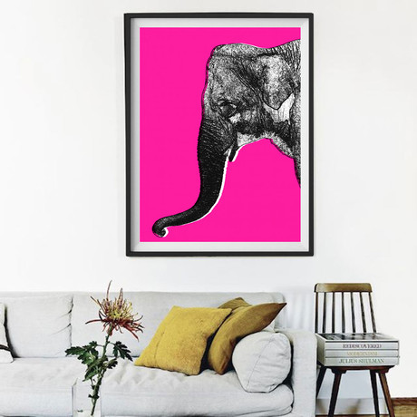 Nelly The Elephant // Pink // Right (24"W x 30"H x 1.5"D)