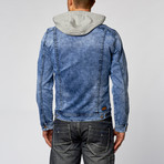 Hooded Denim Jacket // Blue // Blue (M)