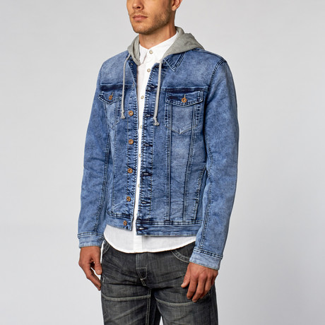 Hooded Denim Jacket // Blue // Blue (S)