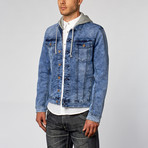 Hooded Denim Jacket // Blue // Blue (2XL)