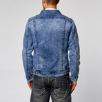 Hooded Denim Jacket // Blue // Blue (L)