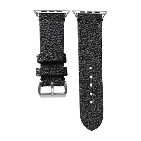 Stainless Steel Adapter + Black Stingray Smart Watch Strap (38mm // Black Buckle)