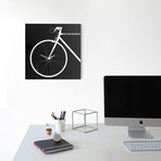 Bike Clock (Black Metal, White Graphics)