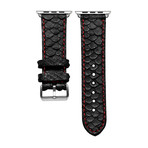 Stainless Steel Adapter + Black Python Smart Watch Strap (38mm // Black Buckle)