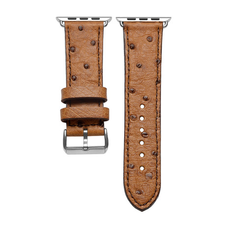 Stainless Steel Adapter + Brown Ostrich Smart Watch Strap (38mm // Black Buckle)