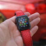 Space Grey Adapter + Red Python Smart Watch Strap (42mm // Black Buckle)