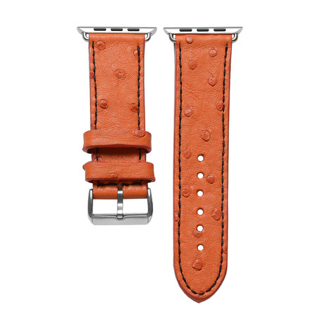 Stainless Steel Adapter + Orange Ostrich Smart Watch Strap (38mm // Black Buckle)