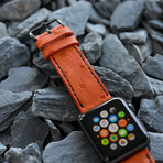 Space Grey Adapter + Orange Ostrich Smart Watch Strap (38mm // Black Buckle)