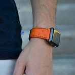 Space Grey Adapter + Orange Ostrich Smart Watch Strap (38mm // Black Buckle)