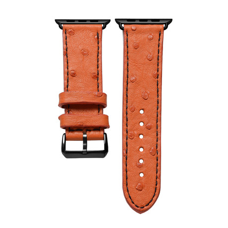 Space Grey Adapter + Orange Ostrich Smart Watch Strap (38mm // Black Buckle)