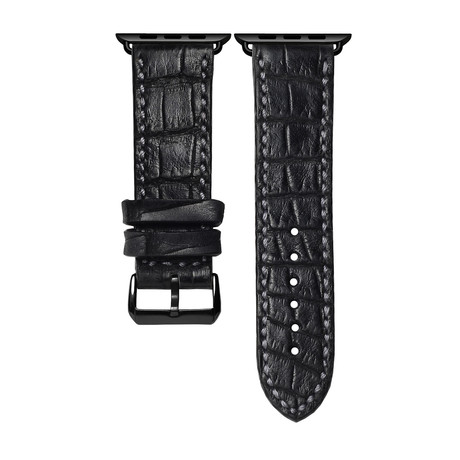 Space Grey Adapter + Black Crocodile Smart Watch Strap (38mm // Black Buckle)