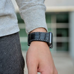 Space Grey Adapter + Black Crocodile Smart Watch Strap (38mm // Black Buckle)