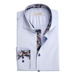 Solid Button-Up + Paisley Trim // Light Blue (M)