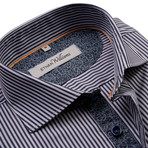 Cool Stretch Button-Up // Navy Stripe (S)