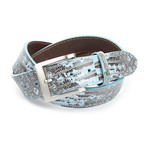 Lizard Belt // Light Blue Newspaper (32")