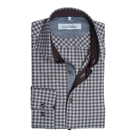 Flannel Button-Up // Grey + Brown Check (S)