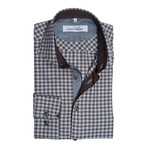 Flannel Button-Up // Grey + Brown Check (L)