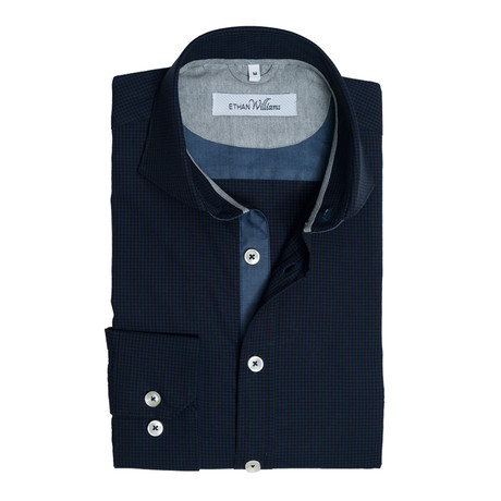 Button-Down Dress Shirt // Navy + Black Gingham (S)
