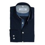 Button-Down Dress Shirt // Navy + Black Gingham (L)