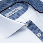 Button-Down Dress Shirt // White + Navy Jacquard (L)
