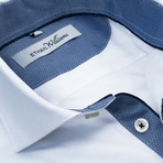 Button-Down Dress Shirt // White Jacquard (L)