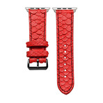 Stainless Steel Adapter + Red Python Smart Watch Strap (38mm // Black Buckle)