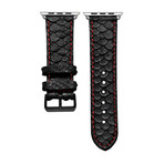 Stainless Steel Adapter + Black Python Smart Watch Strap (38mm // Black Buckle)