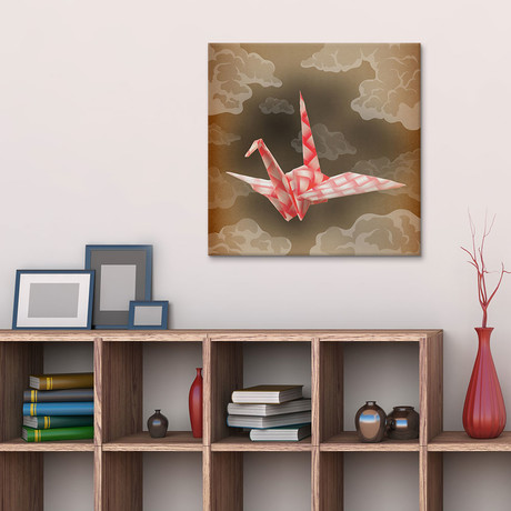 The Fleeting Paper Crane Vintage (18"W x 18"H x 0.75"D)
