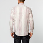 Diamond Striped Long-Sleeve Shirt // White + Pink (L)