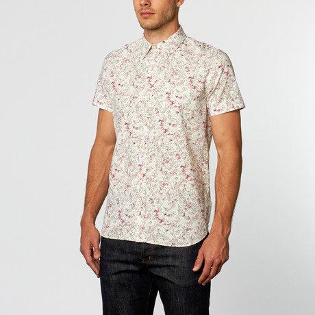 Flower Power Short-Sleeve Shirt // White + Pink (S)